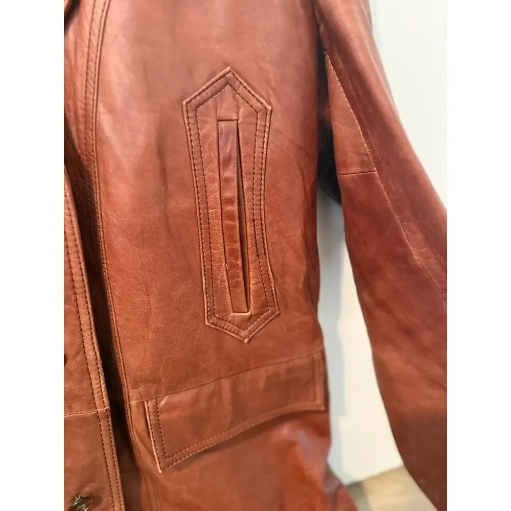 Vintage Lakeland‎ Brown Leather Jacket Longline Coat ✨